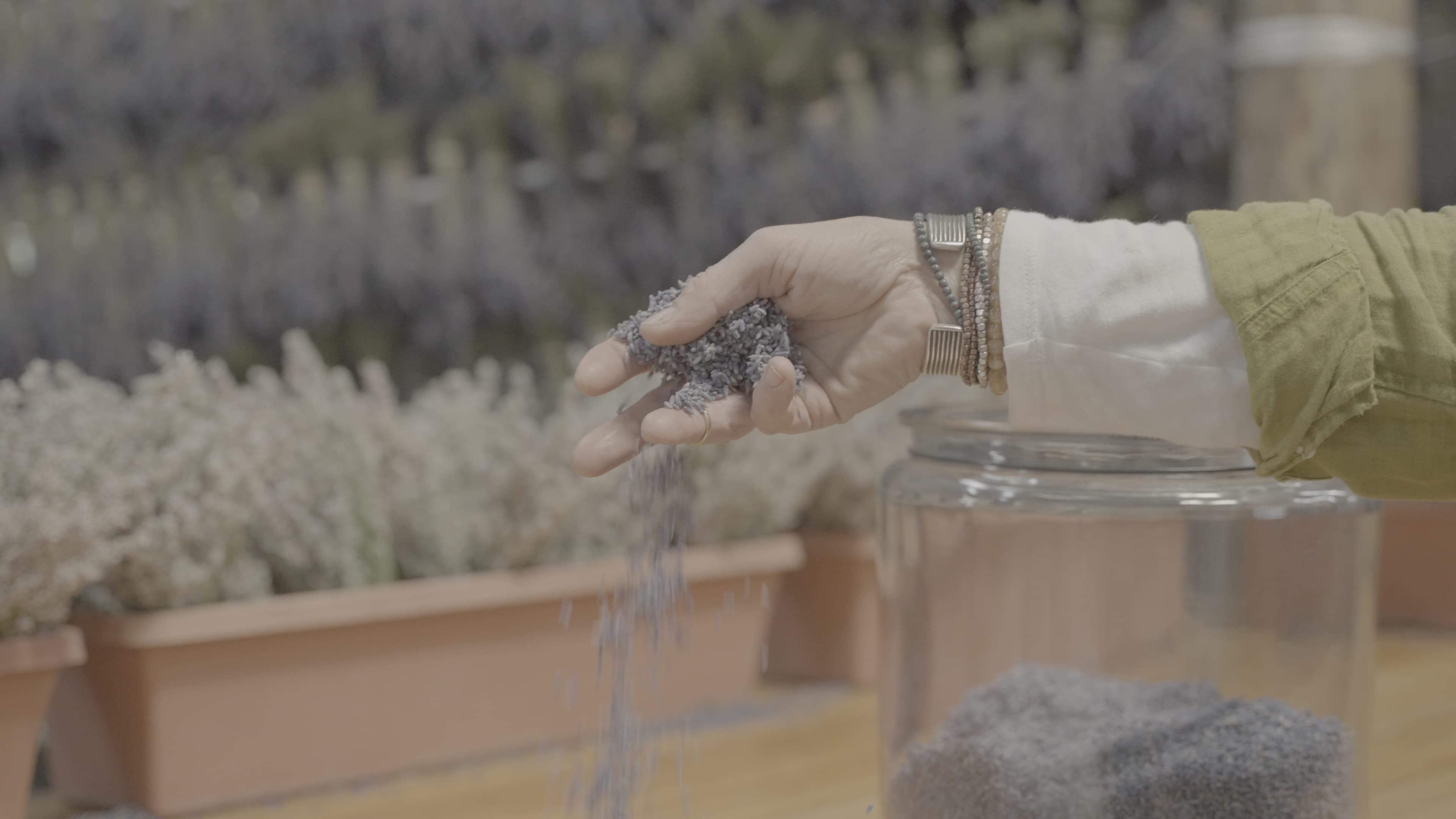 Before High-end video production and color correction for lavender beauty brand commercial campaign